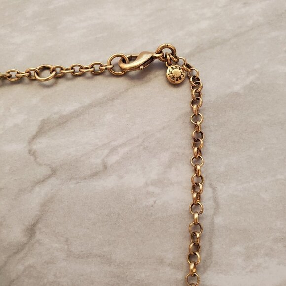 ✨ J.Crew Pave Rhinestone Crystal Blue Gold Coral Bohemian Necklace ✨ - Picture 12 of 16